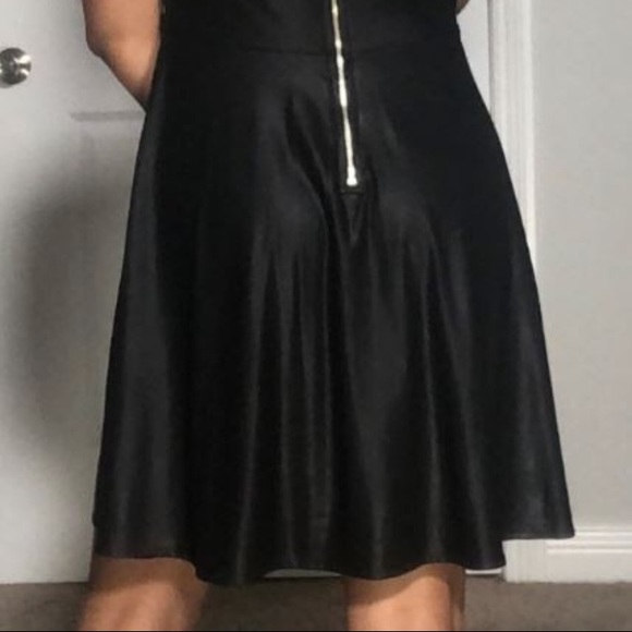 Black Faux Leather Above Knee Dress - Picture 6 of 6
